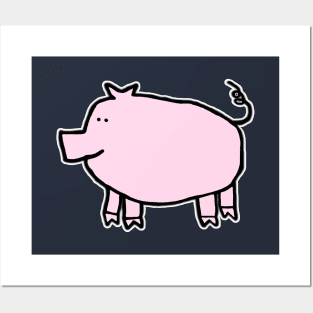 Soft Pink Pig Left Posters and Art